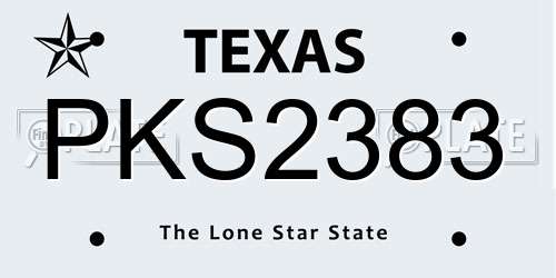 PKS2383 Texas License Plate