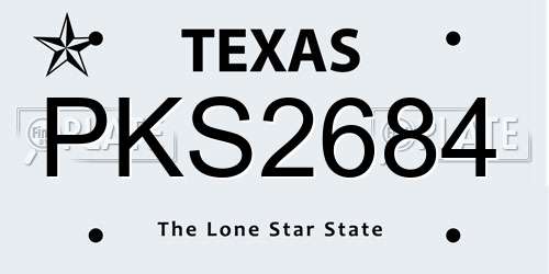 PKS2684 Texas License Plate