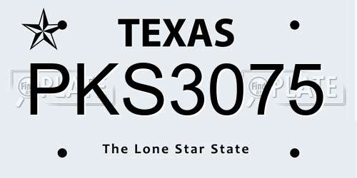 PKS3075 Texas License Plate