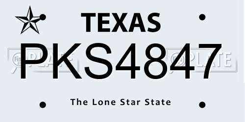 PKS4847 Texas License Plate