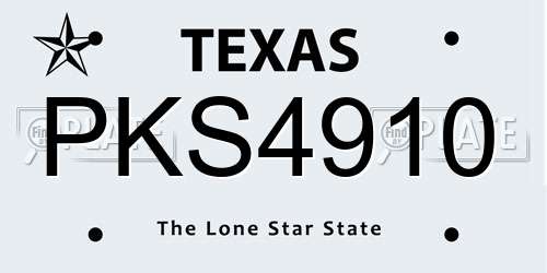 PKS4910 Texas License Plate