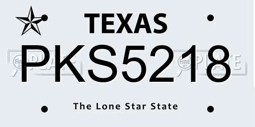 PKS5218 Texas License Plate
