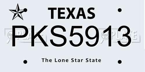 PKS5913 Texas License Plate