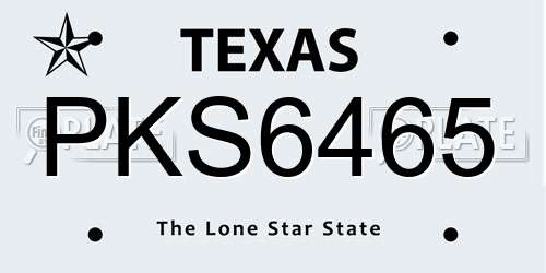 PKS6465 Texas License Plate