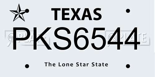PKS6544 Texas License Plate
