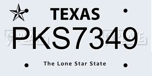PKS7349 Texas License Plate