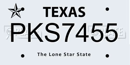 PKS7455 Texas License Plate