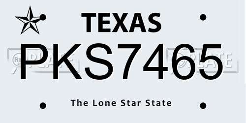 PKS7465 Texas License Plate