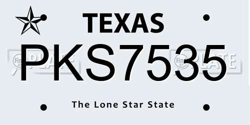 PKS7535 Texas License Plate