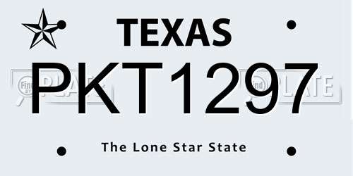 PKT1297 Texas License Plate