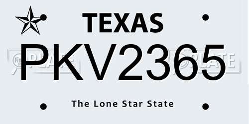 PKV2365 Texas License Plate