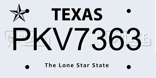 PKV7363 Texas License Plate