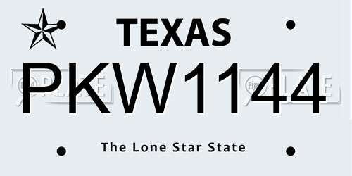 PKW1144 Texas License Plate
