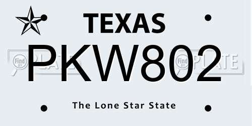 PKW802 Texas License Plate