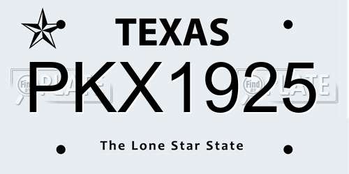 PKX1925 Texas License Plate