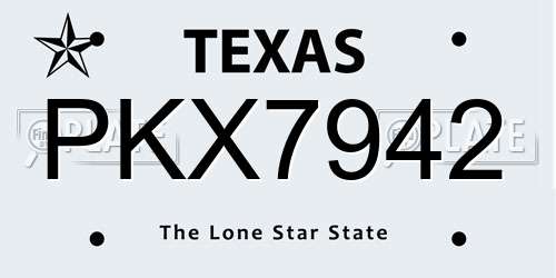 PKX7942 Texas License Plate