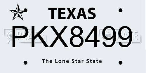 PKX8499 Texas License Plate