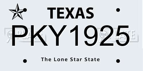PKY1925 Texas License Plate