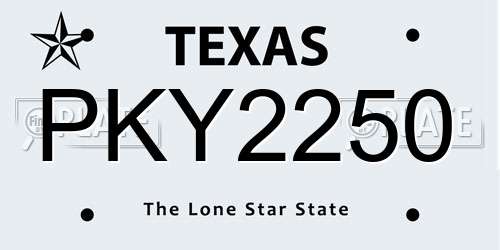 PKY2250 Texas License Plate