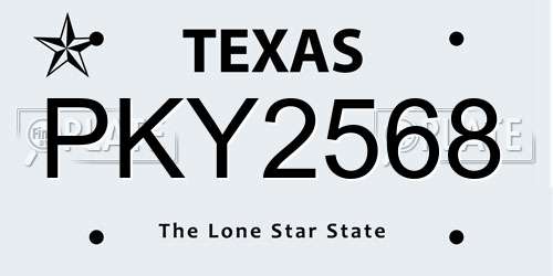 PKY2568 Texas License Plate