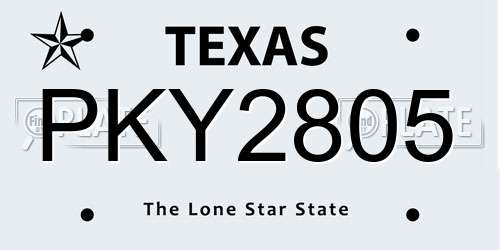 PKY2805 Texas License Plate
