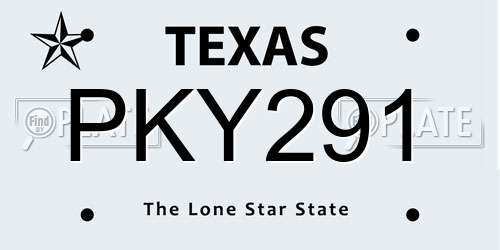 PKY291 Texas License Plate