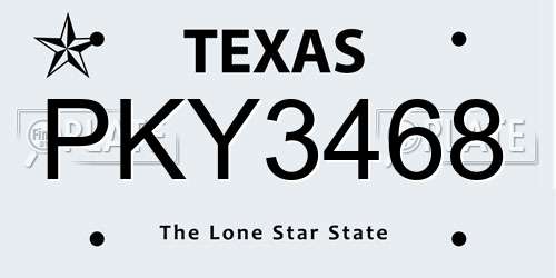 PKY3468 Texas License Plate