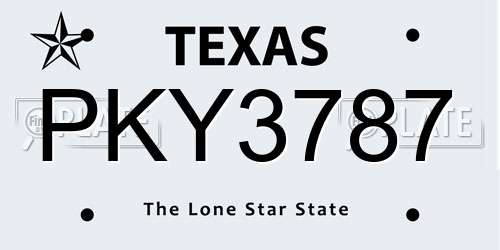 PKY3787 Texas License Plate