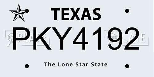 PKY4192 Texas License Plate