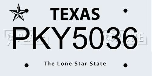 PKY5036 Texas License Plate