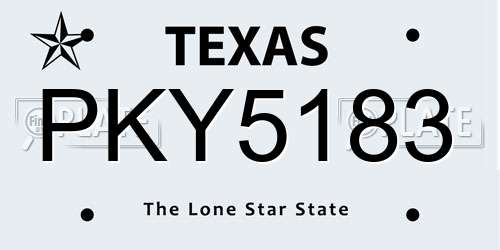 PKY5183 Texas License Plate