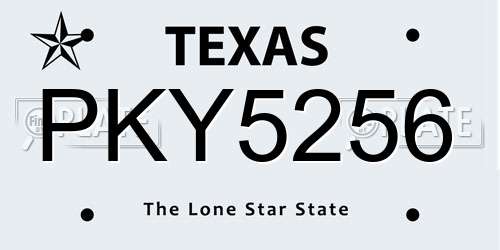 PKY5256 Texas License Plate