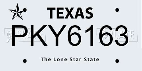PKY6163 Texas License Plate