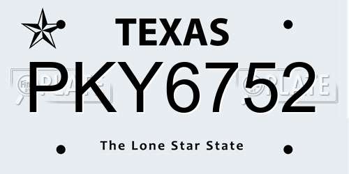 PKY6752 Texas License Plate