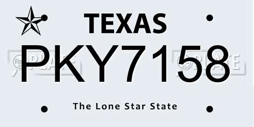 PKY7158 Texas License Plate