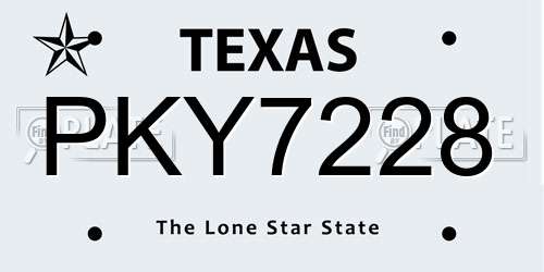 PKY7228 Texas License Plate
