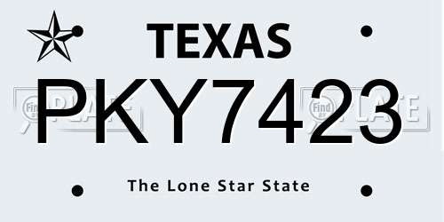 PKY7423 Texas License Plate
