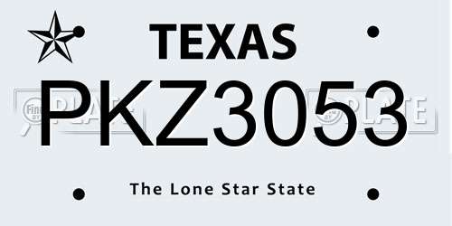 PKZ3053 Texas License Plate
