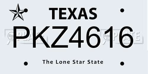 PKZ4616 Texas License Plate