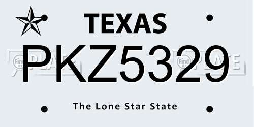 PKZ5329 Texas License Plate