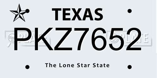 PKZ7652 Texas License Plate