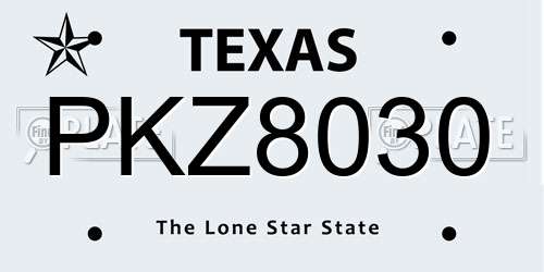 PKZ8030 Texas License Plate