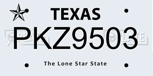 PKZ9503 Texas License Plate