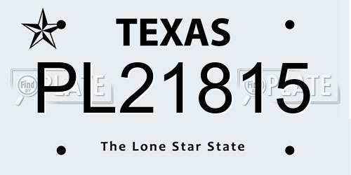 PL21815 Texas License Plate