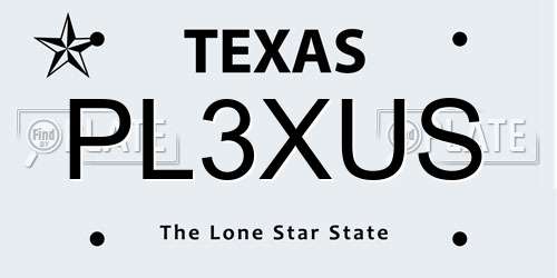 PL3XUS Texas License Plate