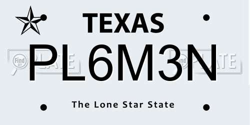PL6M3N Texas License Plate