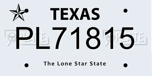 PL71815 Texas License Plate