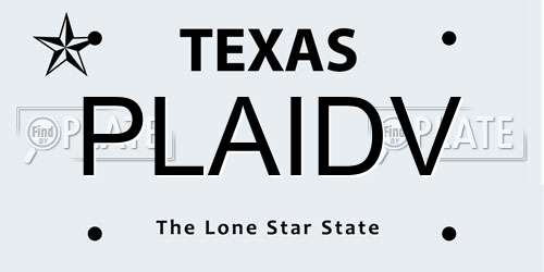 PLAIDV Texas License Plate