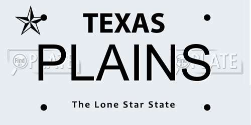 PLAINS Texas License Plate