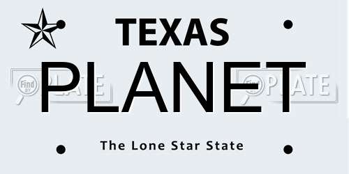 PLANET Texas License Plate
